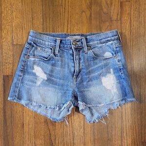 Vince. Blue Jean Shorts Distressed Raw Hem
